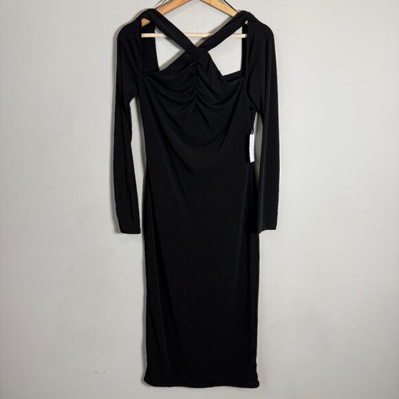 ASTR The Label Long Sleeve Cut Out Bodycon Midi Dress Women's Medium Black NWT - Picture 7 of 16
